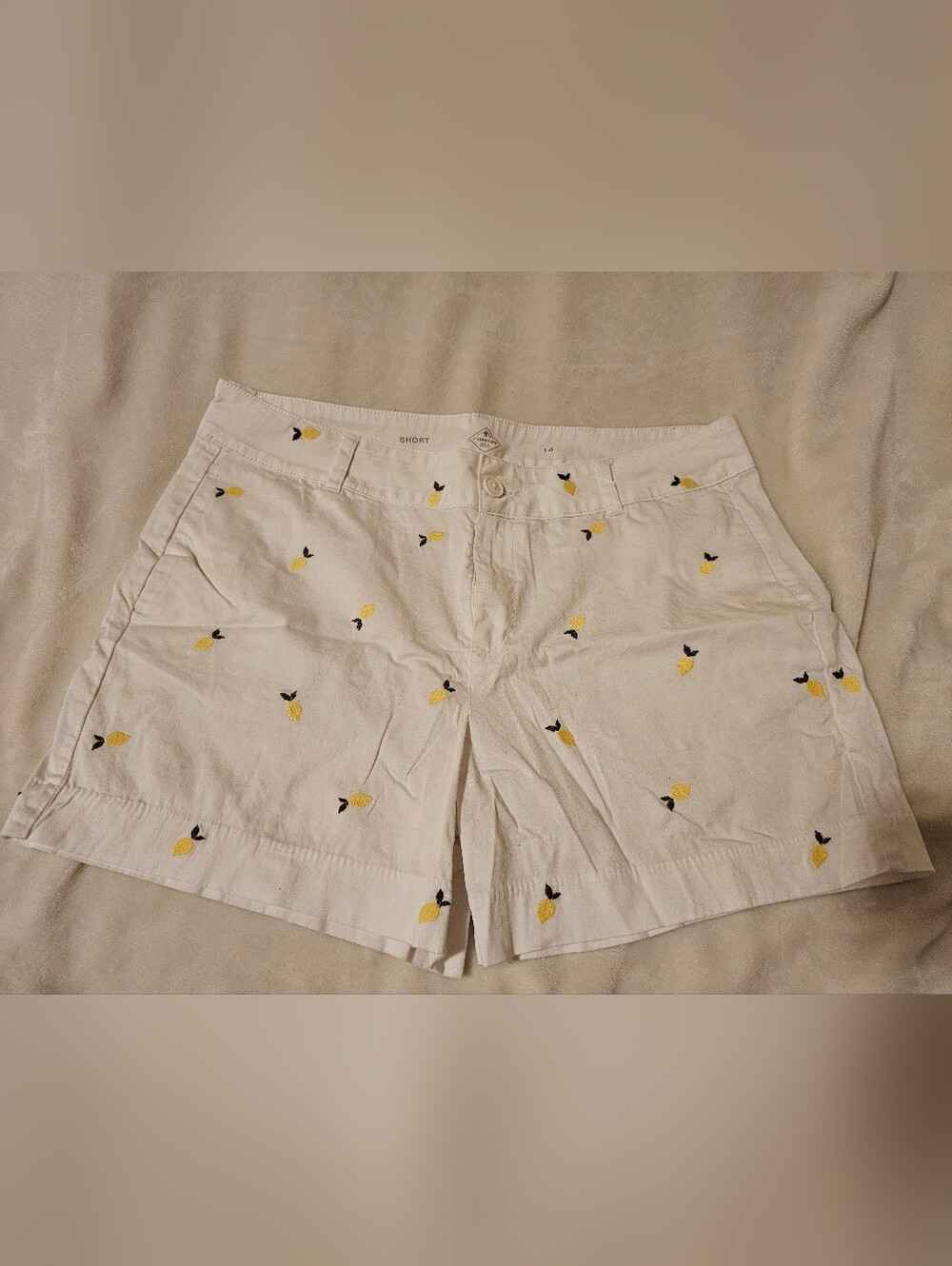 St. John's Bay White Shorts with Yellow Lemon Embroidery
